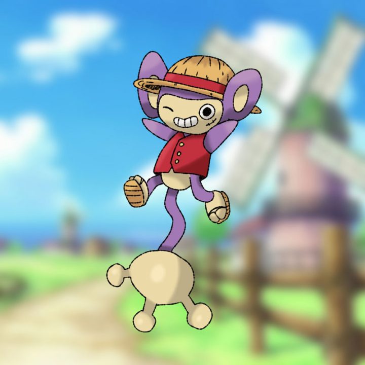 One piece pokemon luffy como aipom fanart by simonbsfcs