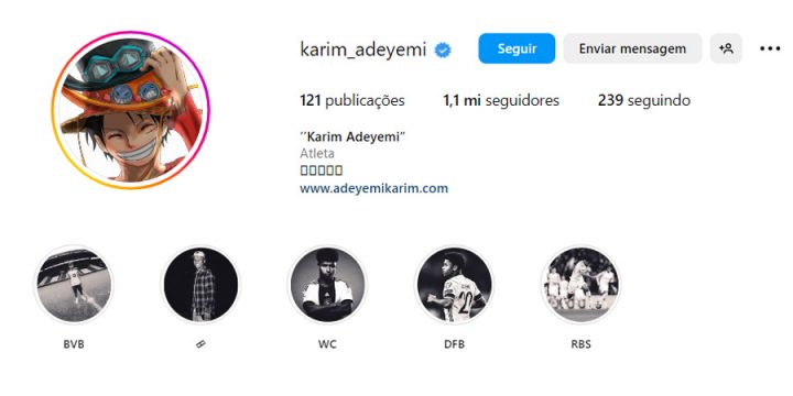 One piece karim adeyemi perfil instagram luffy