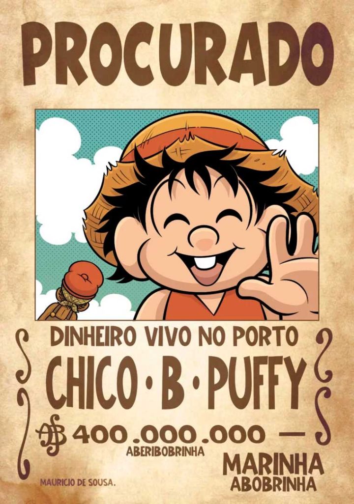 One piece parodia chico bento um peixe cartaz procurado