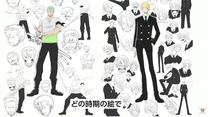 One piece remake design personagens zoro sanji