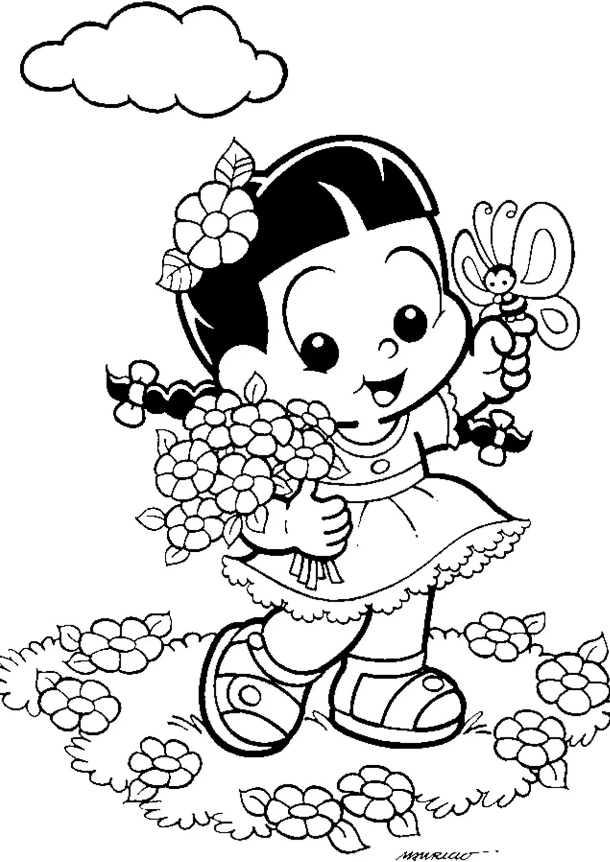 Turma da Mônica | Rosinha bebê com flores e borboleta | Desenhos para ...