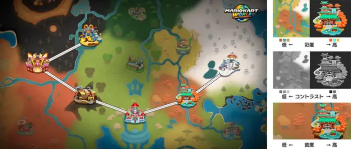 Mario kart world mapa detalhes producao