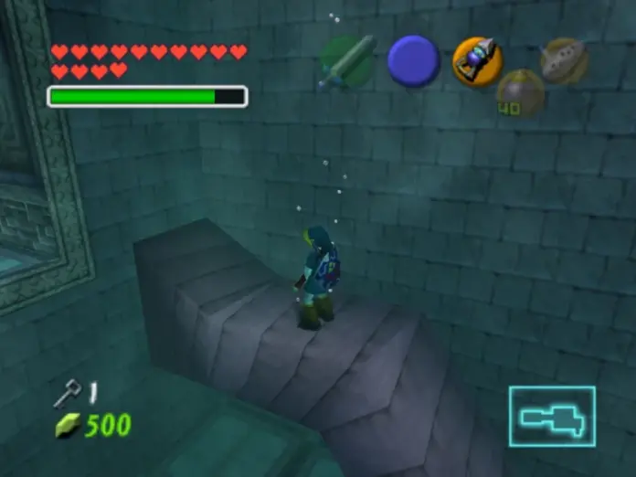 The legend of zelda ocarina of time link water temple postcover